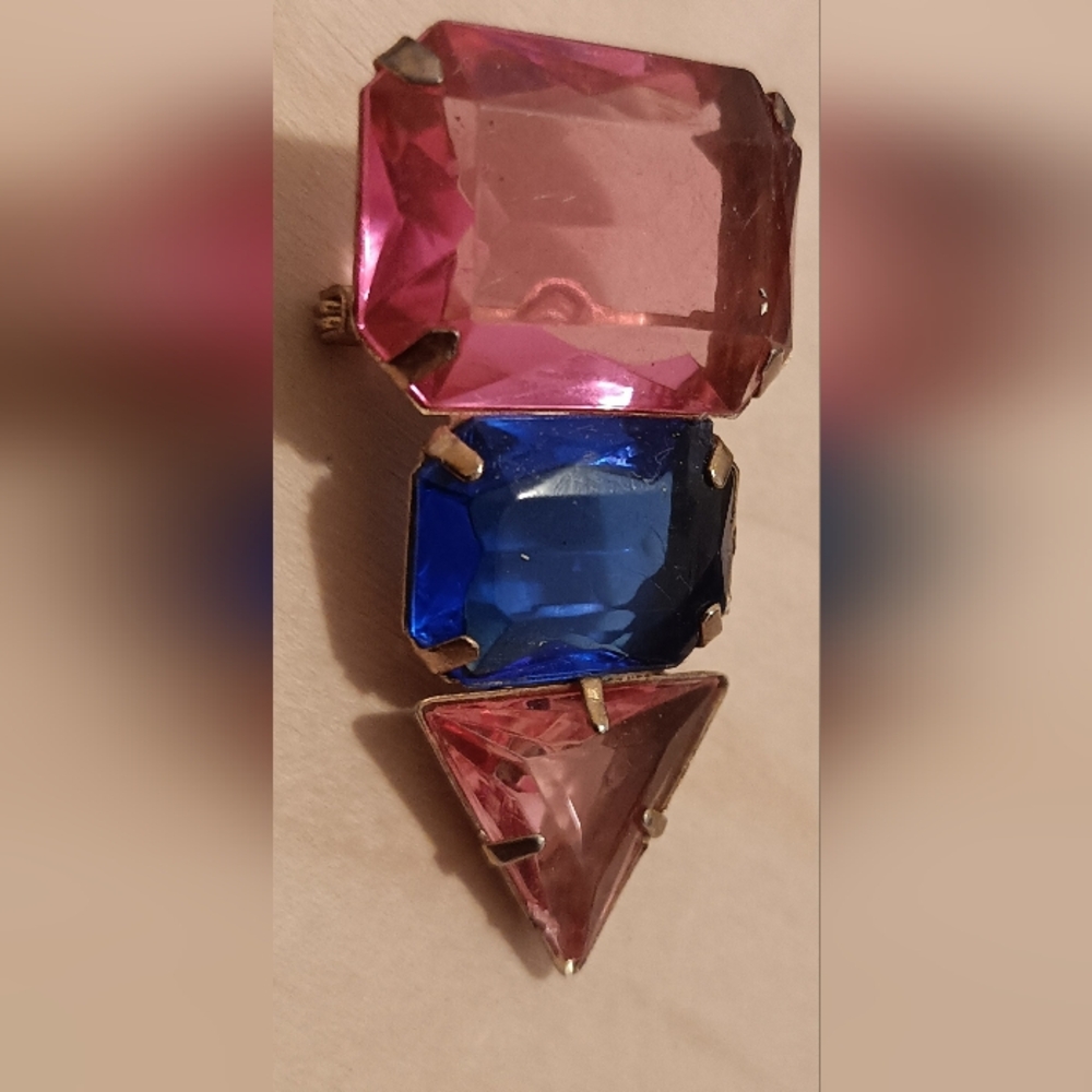 Pink and Blue Crystal Statement Brooch - Women Jewelry